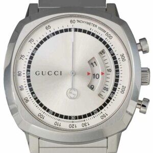 GUCCI Grip Men's Swiss Watch NEW 40mm Chrono Silver Dial Sapphire Glass YA157302